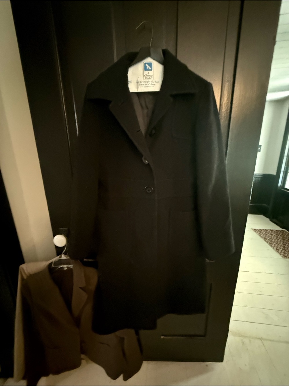 Studio Y Black Wool Trench Coat